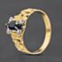 Pre-Owned 18ct Yellow Gold Sapphire & 0.12ct Diamond Bark Effect Open Work Shoulders Cluster Ring 41482846