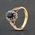 Pre-Owned Vintage 18ct Yellow Gold Sapphire & 0.20ct Diamond Oval Engraved Shoulders Cluster Ring 41483038