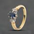 Pre-Owned 9ct Yellow Gold Sapphire & 0.14ct Brilliant Cut Diamond Three Stone Ring 41483090