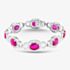 Pre-Owned 14ct White Gold Oval Cut Ruby & Brilliant Cut Diamond Halo 7.25 Inch Bracelet 43071009