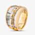 Pre-Owned 18ct Yellow Gold Baguette Cut Diamond Three Row Graduated Pave Band Ring 43121167