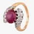 Pre-Owned 9ct Yellow Gold Cabochon Synthetic Star Ruby and Diamond Twist Ring 4312277