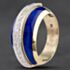 Pre-Owned 9ct Two Colour Gold 0.25ct Brilliant Cut Diamond & Blue Enamel Graduated Dress Ring 4312355