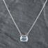 Pre-Owned 14ct White Gold 3.50ct Oval Cut Blue Topaz Pendant & 16 Inch Belcher Chain 43141102