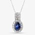 Pre-Owned 18ct White Gold 1.66ct Sapphire & 0.67ct Diamond Oval Cluster Pendant & 16 Inch Ball Chain 43141189