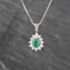 Pre-Owned Platinum 1.23ct Emerald & 0.64ct Brilliant Cut Diamond Teardrop Cluster Gemstone Pendant & 15 Inch Box Chain 43141348