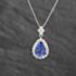 Pre-Owned Platinum 2.88ct Tanzanite & 0.78ct Brilliant Cut Diamond Teardrop Cluster Gemstone Pendant & 16-18 Inch Box Chain 43141349