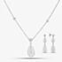 Pre-Owned 18ct White Gold Certificated Brilliant Cut Diamond Pear Shape 24 Inch Necklace & Dropper Earrings Jewellery Set 43171127