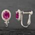Pre-Owned 18ct White Gold Ruby & 0.36ct Brilliant Cut Diamond Oval Cluster Screw Fitting 9mm Stud Earrings 43171186
