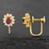Pre-Owned 18ct Yellow Gold Certificated 0.43ct Ruby & 0.28ct Brilliant Cut Diamond Oval Cluster Screw Fitting 8mm Stud Earrings 43171187