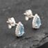 Pre-Owned Platinum 0.72ct Diamond & 0.12ct Aquamarine Teardrop Cluster 10mm Stud Earrings 43171193