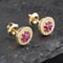 Pre-Owned 14ct Yellow Gold 0.60ct Ruby & 0.25ct Brilliant Cut Diamond Round Cluster Stud Earrings 43171221