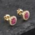 Pre-Owned 14ct Yellow Gold Ruby & 0.25ct Diamond Oval 9mm Stud Earrings 43171230