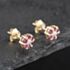 Pre-Owned 9ct Yellow Gold 0.53ct Ruby & Diamond Round Cluster Stud Earrings 43171254