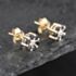Pre-Owned 9ct Yellow Gold 0.53ct Sapphire & Diamond Flower Cluster Stud Earrings 43171265