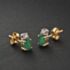 Pre-Owned 9ct Yellow Gold Emerald & 0.06ct Brilliant Cut Diamond 8.4mm Stud Earrings 43171459