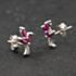 Pre-Owned 9ct White Gold 0.24ct Ruby & 0.02ct Diamond Marquise Shaped Flower 11.4mm Stud Earrings 43171467