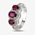 Pre-Owned 18ct White Gold 1.60ct Ruby & 0.55ct Diamond Triple Cluster Ring 4328034