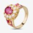 Pre-Owned 18ct Yellow Gold 1.33ct Oval Ruby & 0.80ct Diamond Cluster Ring 4328421