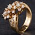 Pre-Owned 14ct Diamond Triple Cluster Cross Over Ring 4328783