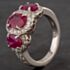 Pre-Owned 14ct White Gold 3.30ct Ruby & 0.50ct Diamond Triple Cluster Ring 4335064