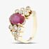Pre-Owned 14ct Yellow Gold Certificated 3.00ct Rubellite Tourmaline & 0.70ct Brilliant Cut Diamond Oval Dress Ring 43351018