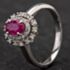 Pre-Owned 14ct White Gold 0.68ct Ruby & Two Tier 0.25ct Diamond Cluster Ring 4335109