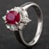 Pre-Owned Platinum Oval Ruby and Round and Pear Cut Diamond Cluster Ring 4335124