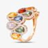 Pre-Owned 18ct Rose Gold Certificated 5.20ct Pear Cut Multi-Coloured Sapphire & 0.97ct Brilliant Cut Diamond Wave Cluster Ring 43361015