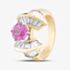 Pre-Owned 14ct Yellow Gold Pink Sapphire & 1.60ct Baguette Cut Diamond Dress Ring 43361018