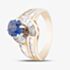 Pre-Owned 14ct Yellow Gold Sapphire & 0.80ct Baguette Cut Diamond Two Row Twist Dress Ring 43361025
