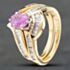 Pre-Owned 14ct Yellow Gold Oval Cut Pink Sapphire & 0.33ct Diamond Bridal Set Ring 43361033