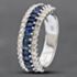 Pre-Owned 18ct White Gold Emerald Cut Sapphire & Brilliant Cut Diamond Three Row Ring 43361084