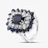 Pre-Owned 9ct White Gold Sapphire & Brilliant Cut Diamond Rectangular Cluster Ring 43361096