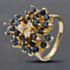 Pre-Owned 9ct Yellow Gold Sapphire & Brilliant Cut Diamond Fancy Heart Shape Cluster Ring 43361097