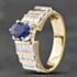Pre-Owned 14ct Yellow Gold Oval Cut Sapphire & 1.00ct Baguette Cut Diamond Dress Ring 43361102