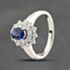 Pre-Owned Platinum 0.73ct Sapphire & 0.50ct Brilliant Cut Diamond Oval Tiered Cluster Ring 43361109