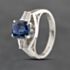 Pre-Owned Platinum Sapphire & 0.22ct Baguette Cut Diamond Oval Dress Ring 43361160