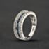 Pre-Owned 9ct White Gold Sapphire & Diamond Three Row Half Eternity Ring 43361216