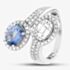 Pre-Owned 18ct White Gold 1.34ct Sapphire & 0.74ct Diamond Double Cluster Crossover Ring 4336155231