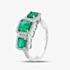 Pre-Owned 18ct White Gold Emerald & Brilliant Cut Diamond Triple Cluster Ring 43371030