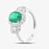 Pre-Owned 18ct White Gold Oval Cut Emerald & Diamond Cluster Ring 43371036