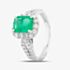 Pre-Owned Platinum 1.54ct Emerald & 0.75ct Brilliant Cut Diamond Cluster Ring 4337103