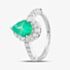 Pre-Owned Platinum 1.43ct Emerald & 0.70ct Brilliant Cut Diamond Pear Shaped Cluster Ring 4337104