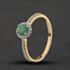 Pre-Owned 9ct Yellow Gold 0.35ct Emerald & 0.11ct Diamond Round Cluster Ring 43371085
