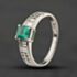 Pre-Owned Platinum 0.65ct Emerald & 0.46ct Diamond Oblong Shoulders Ring 43371086