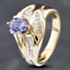 Pre-Owned 14ct Yellow Gold 0.60ct Oval Cut Tanzanite & Baguette Cut Diamond Dress Ring 43411010