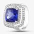 Pre-Owned 18ct White Gold 6.45ct Tanzanite & 0.80ct Brilliant Cut Diamond Cushion Shape Cluster Ring 4341155230
