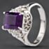 Pre-Owned Platinum Amethyst & Brilliant Cut Diamond Rectangle Cut Dress Ring 4342019