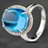 Pre-Owned 14ct White Gold 2.73ct Blue Topaz & 0.29ct Brilliant Cut Diamond Oval Cluster Ring 4345018